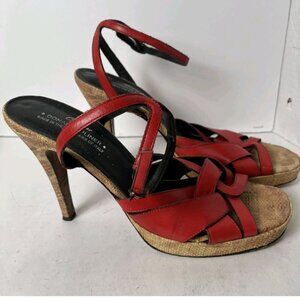 Donald J Pliner Couture Red Leather Platform Heels 10M Italy